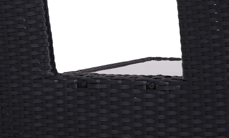 Image 7: Outsunny Two-Seater Rattan-Effect Chair with Integrated Table, Black