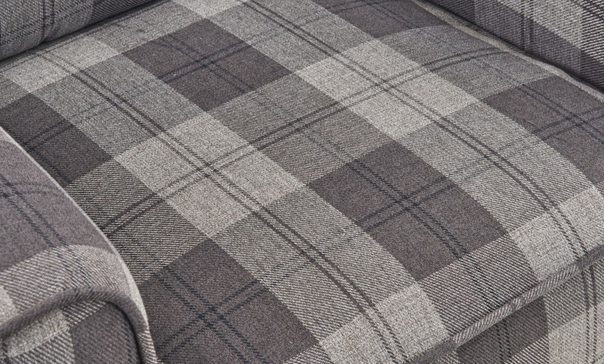 Image 6: Tartan Fabric Recliner Armchair