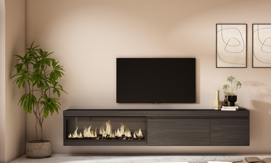 Image 8: Meuble TV suspendu avec grande capacité de rangement  