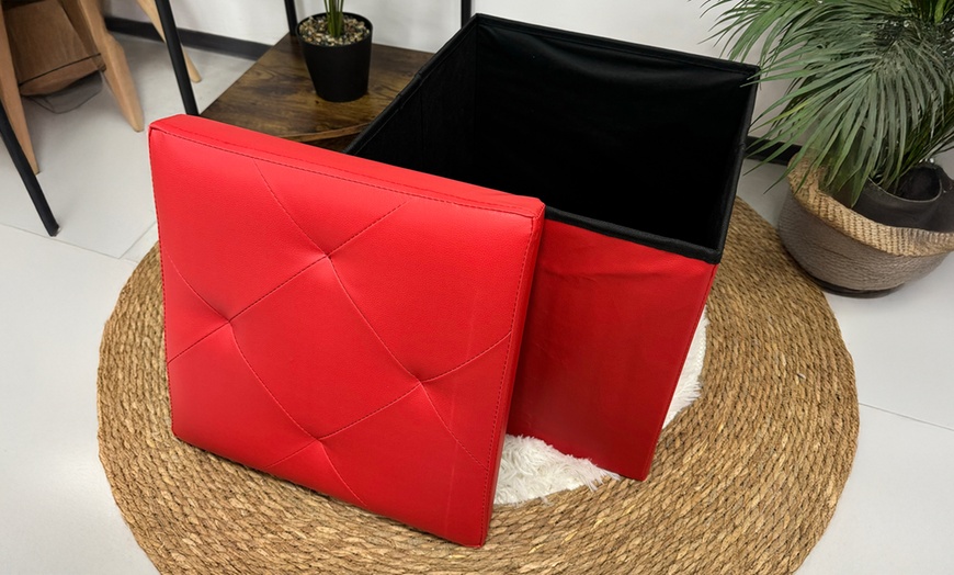 Image 6: Puf cuadrado en ecopiel con almacenamiento