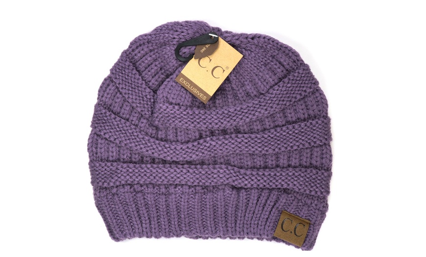 Image 37: Cheveux Corp. Women's Solid Classic CC Beanie 
