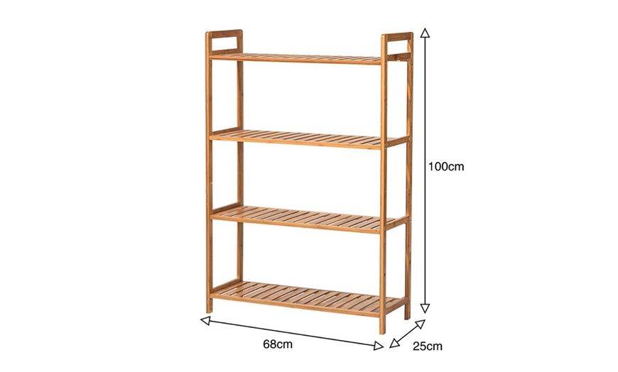 Image 12: Bamboo Wood-Tiered Book Storage Shelf Collection
