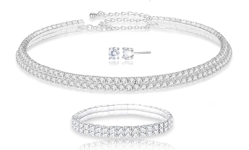 Image 7: Eira Wen Single/Double Row Tri-Set Made with Crystals from Swarovski®