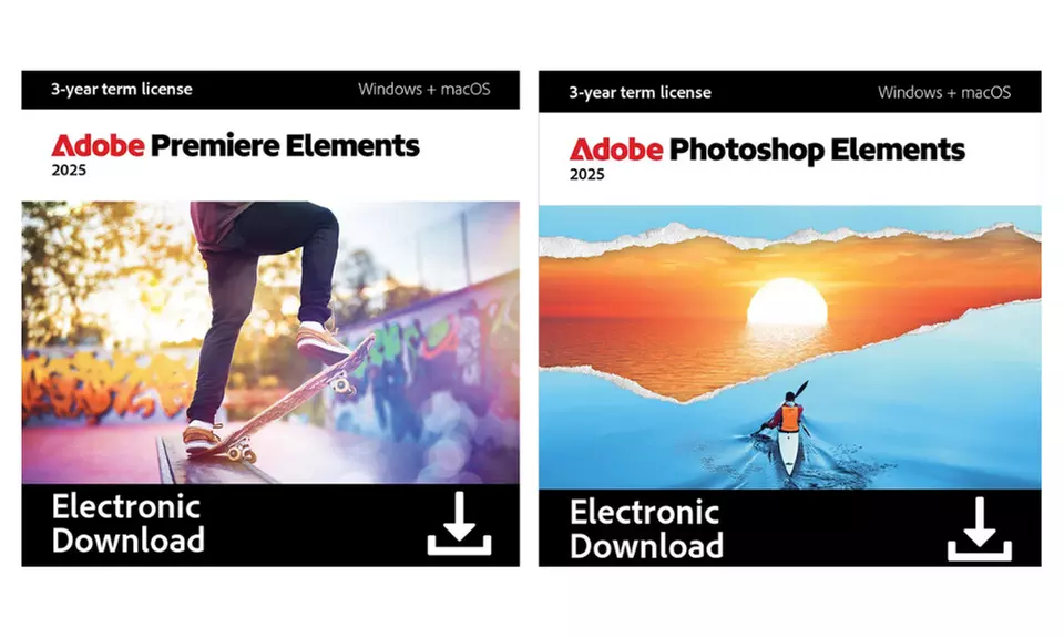 Adobe Photoshop ou Premiere Elements 2025 - licence de 3 ans