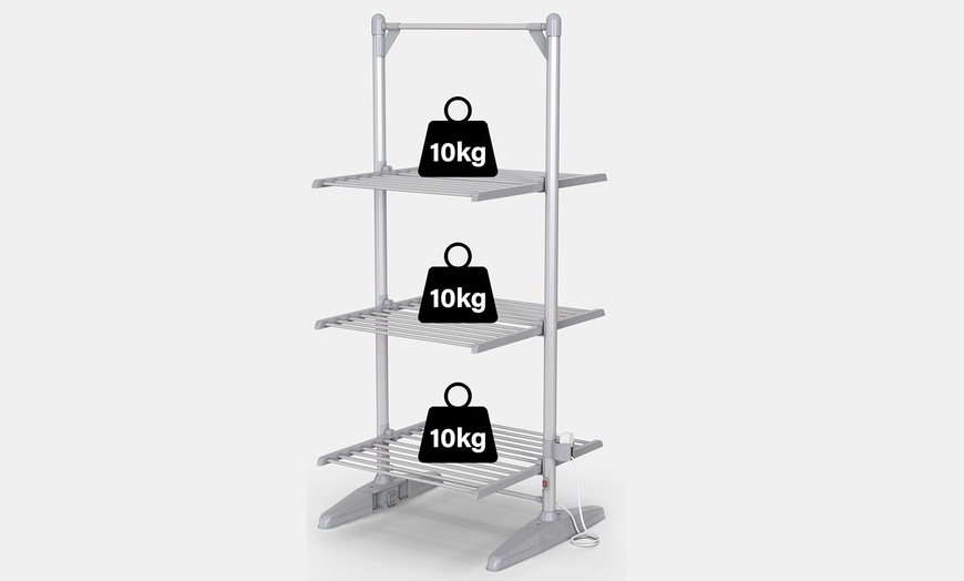 Image 3: 3-Tier Heated Clothes Airer; Compact, Lightweight and Foldable Design