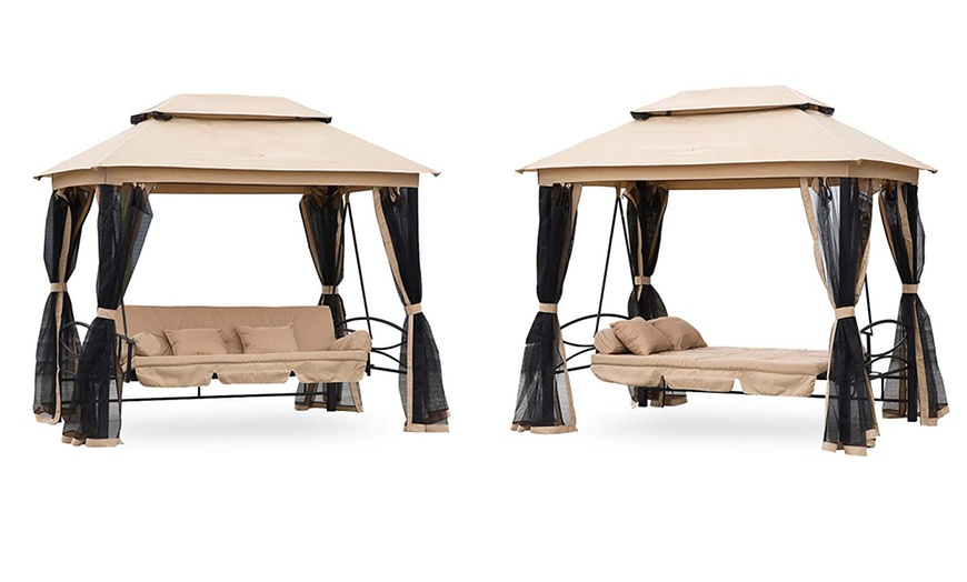 Image 7: Outsunny Three Seater Swing Chair