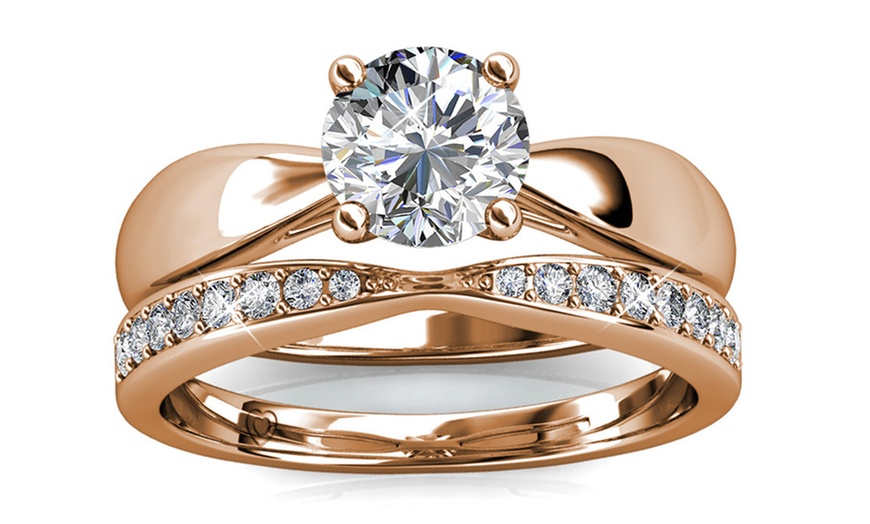 Image 10: Bague double Prestige avec cristaux autrichiens