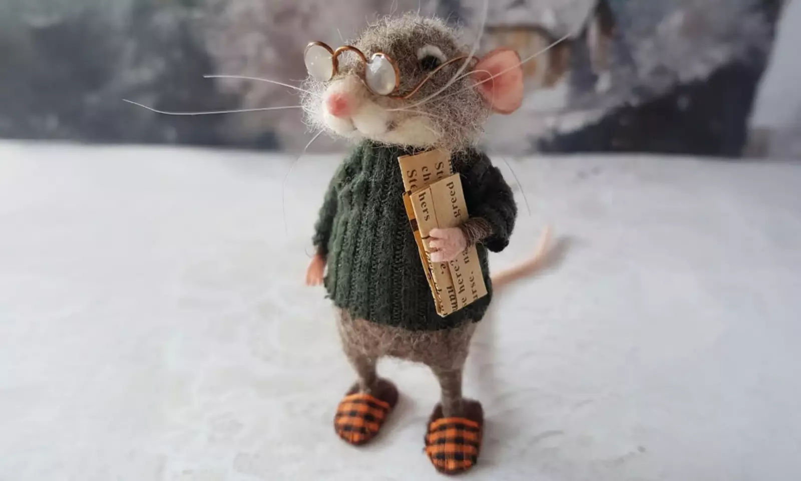 DIY Christmas Needle-felted Mouse Decoration in Five Styles