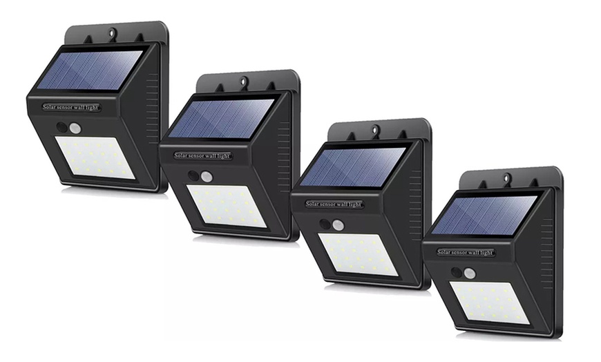 Image 4: Up to Four LED Wall Lights with Solar Panel and 120° Motion Sensor