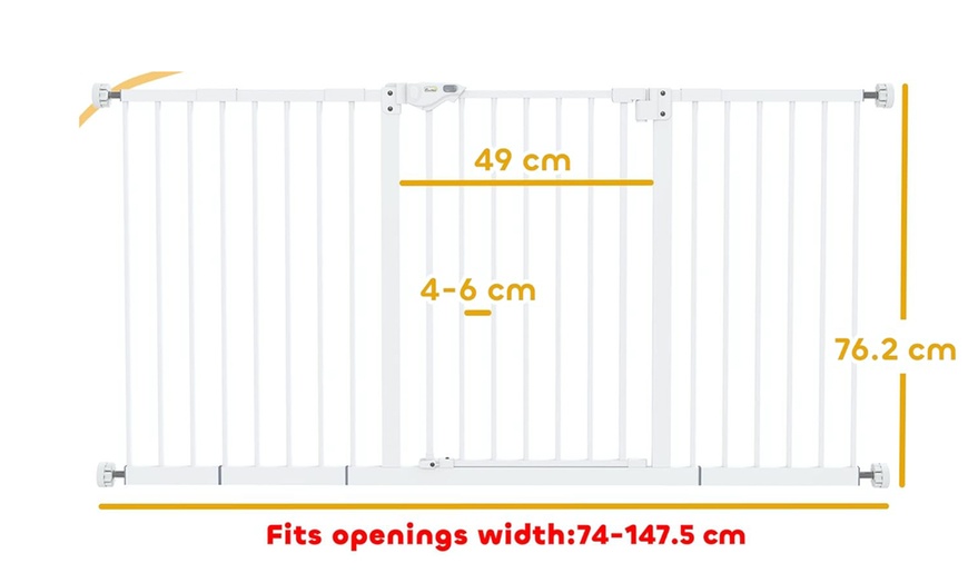 Image 10: PawHut Adjustable Pet Safety Gates for Secure Doorway & Stair Barriers