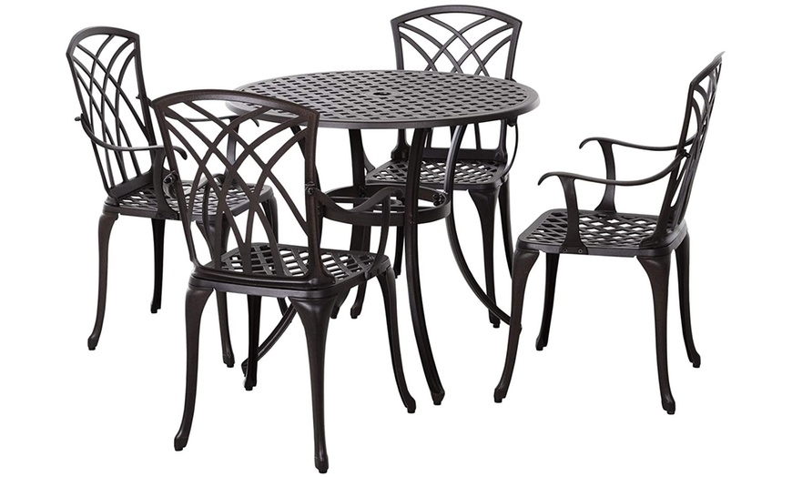 Image 4: Outsunny Outdoor Table and 4 Chair Set