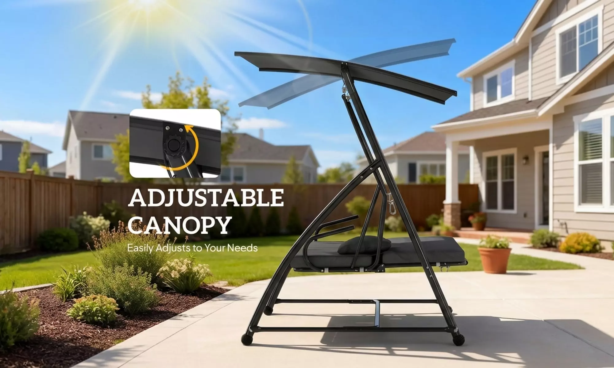 Outsunny 3-Seater Convertible Garden Swing Chair with Canopy