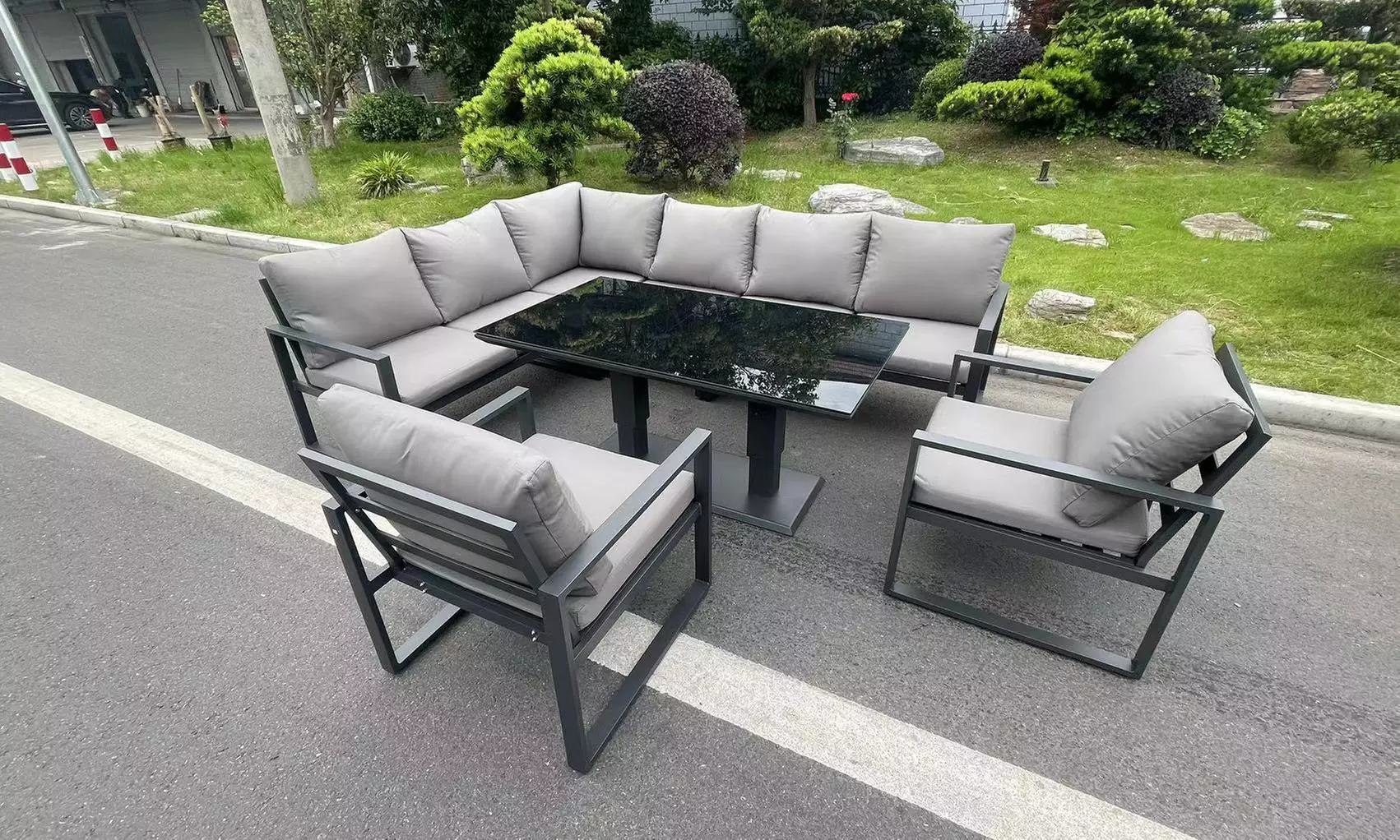 Aluminum Adjustable Rising Sofa Outdoor Garden Furniture Set - Primary Image
