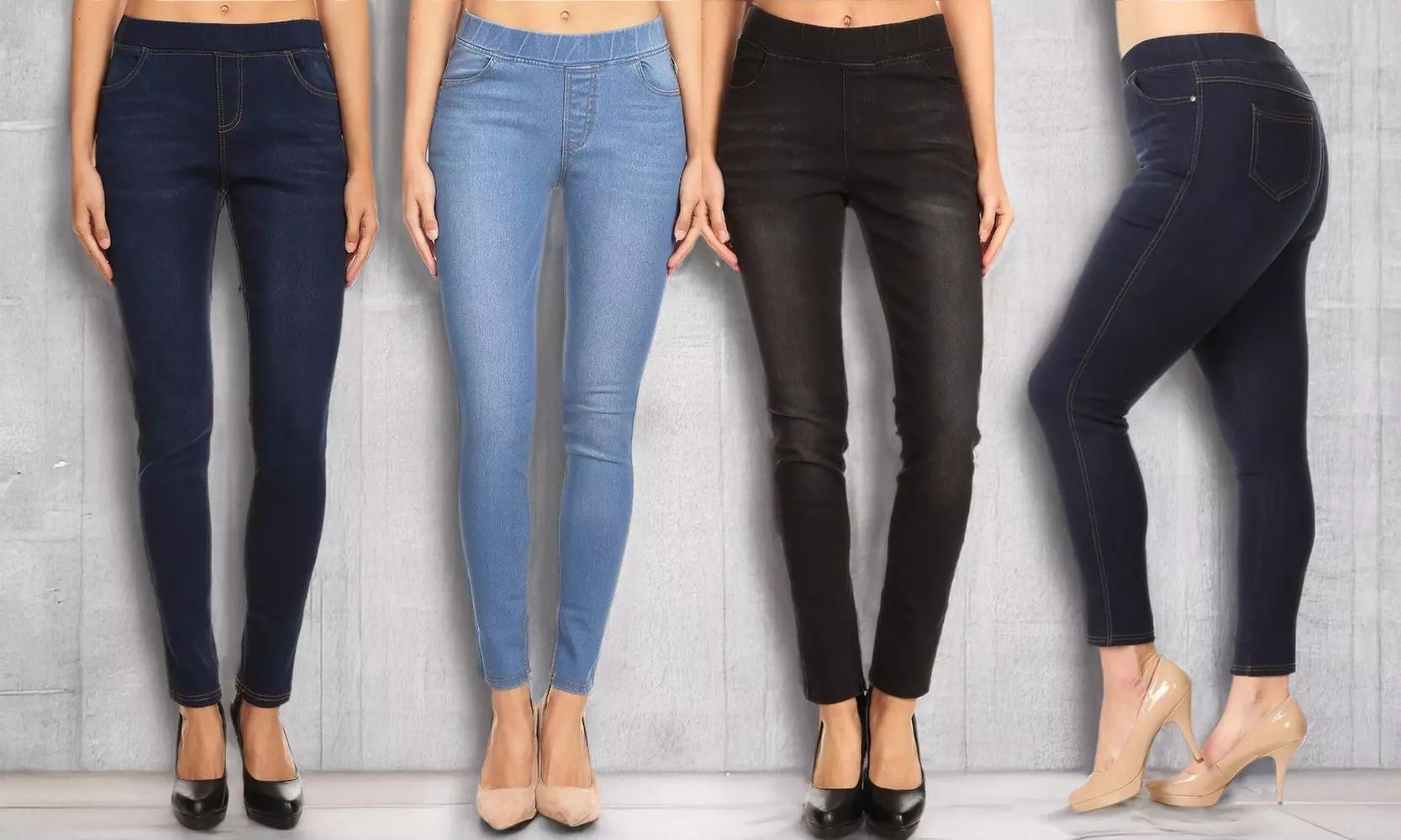 JVINI Ladies High Waist Classic Pull-On Skinny Denim Jeggings