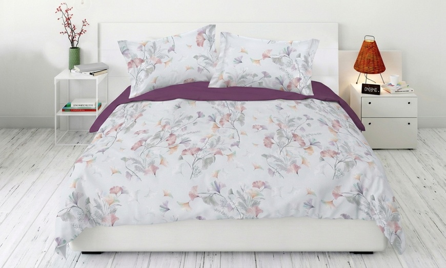 Image 2: Parure copripiumino matrimoniale in 100% raso di cotone Made in Italy