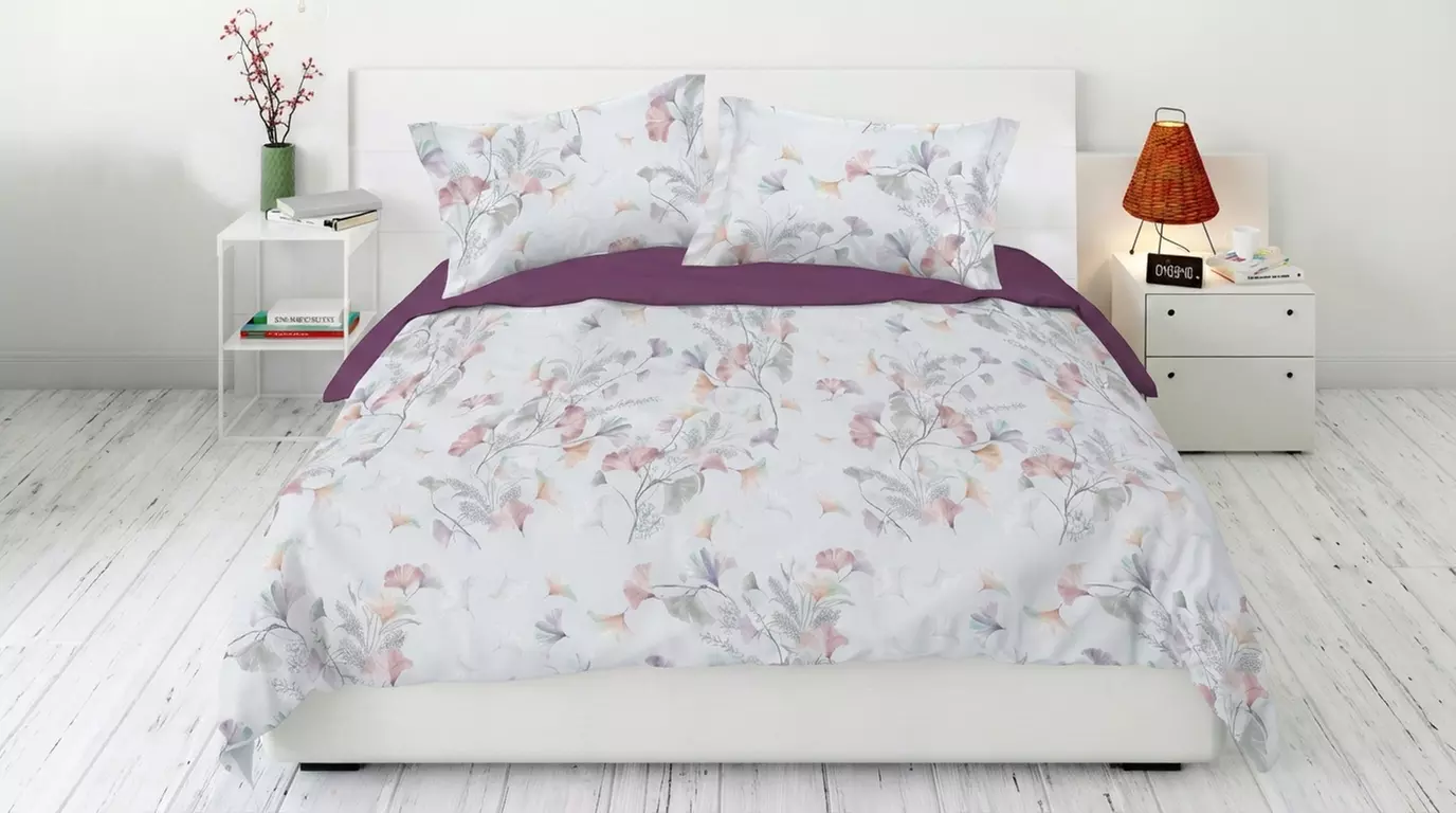 Parure copripiumino matrimoniale in 100% raso di cotone Made in Italy