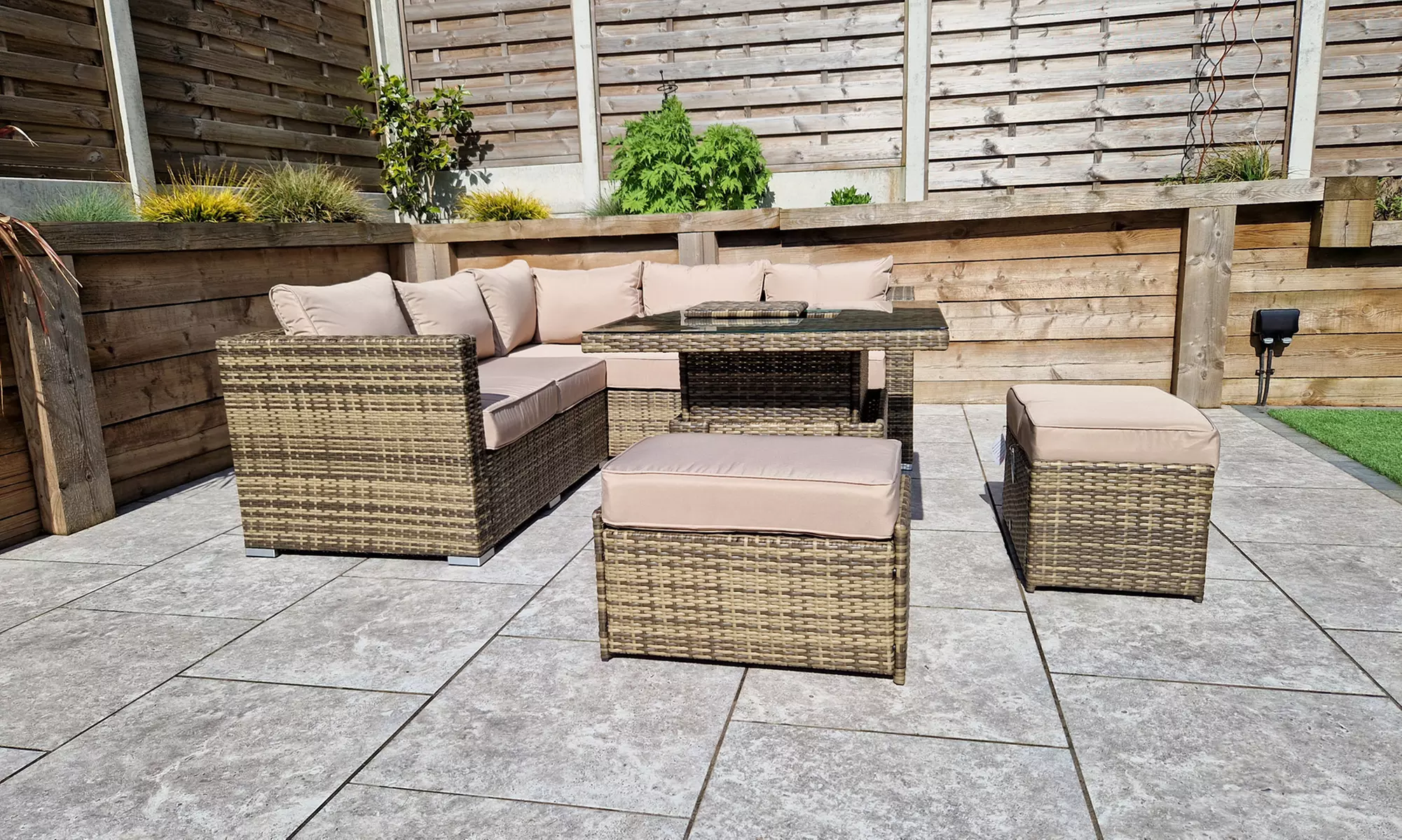 Atlanta Corner Sofa Dining Set with Rising Table and Ice Bucket