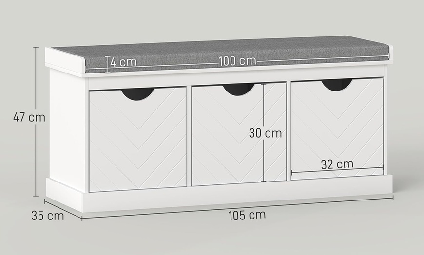Image 13: HomCom Shoe Storage Bench 