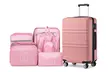 1x oder 3x KONO ABS-Hartschalenkoffer mit 8er-Set Reise-Organizer in Beige/Rosa - robust, leicht & mit TSA-Schloss - Second Medium