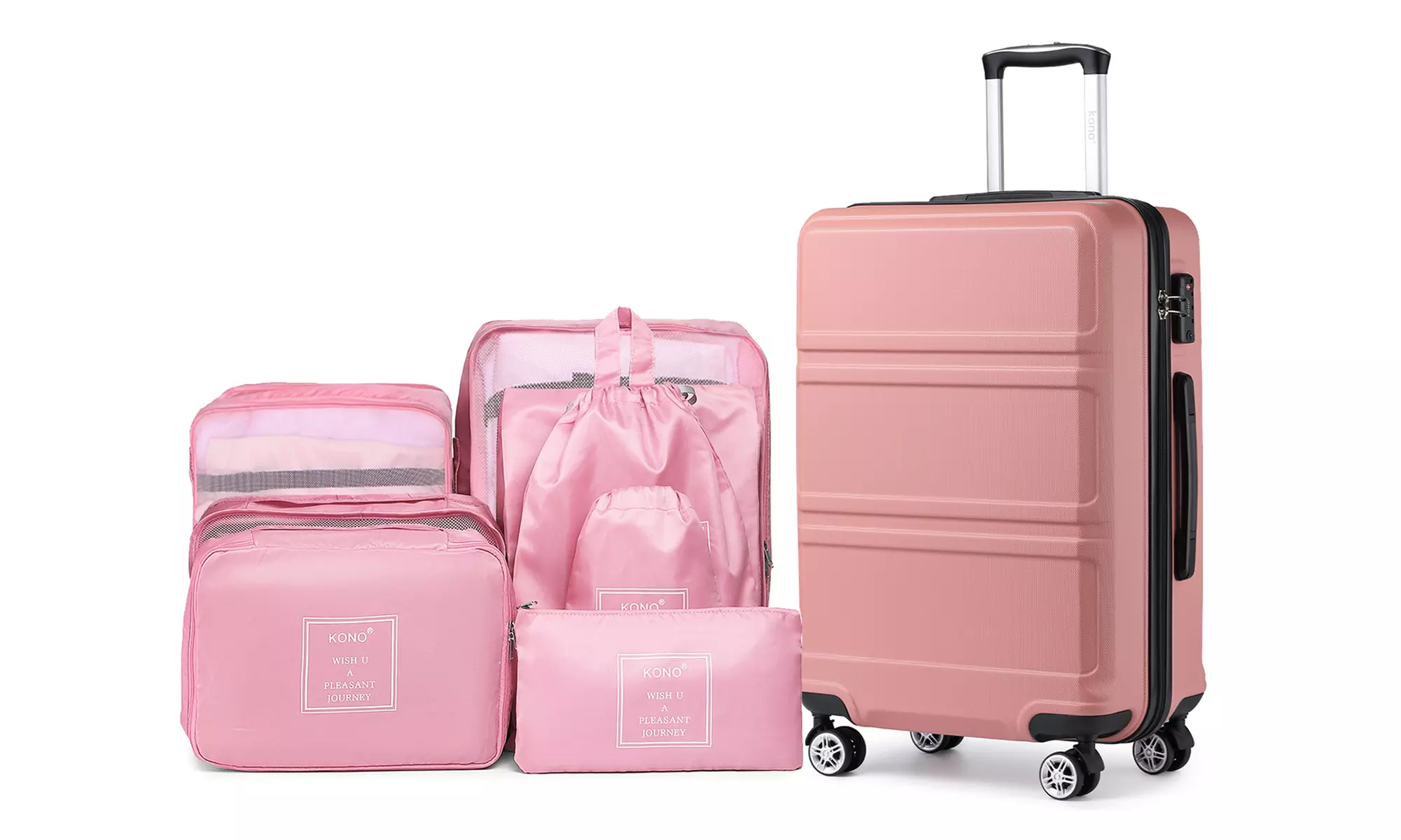 1x oder KONO 3x ABS-Hartschalenkoffer mit 8er-Set Reise-Organizer