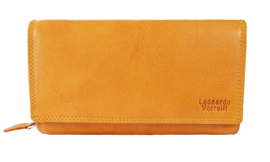 Image 52: Cartera de piel genuina para mujer Leonardo Verrelli