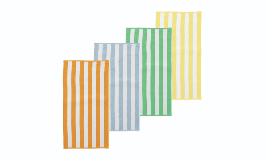 Image 13: 4 Pack Premium Cotton Cabana Beach Towel