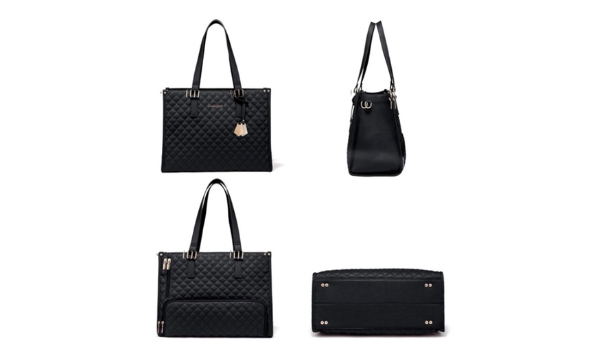 Image 9: Stylish 2-in-1 Tote Bag for Work/Travel with Insulated Lunch Section