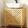 Image 7: Homcom Bamboo Bathroom Under Sink Cabinet with Adjustable Shelf