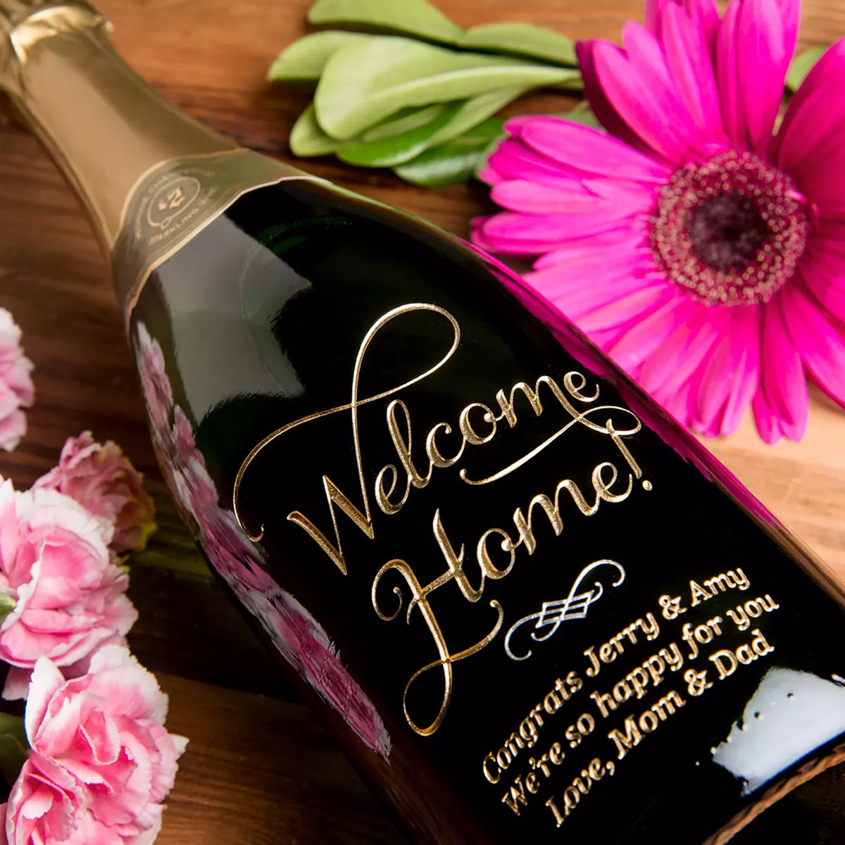 Personalized New Home Gift: Custom Etched Wine & Champagne | Unique Housewarming Gifting for Friends & New Homeowners - Second Medium