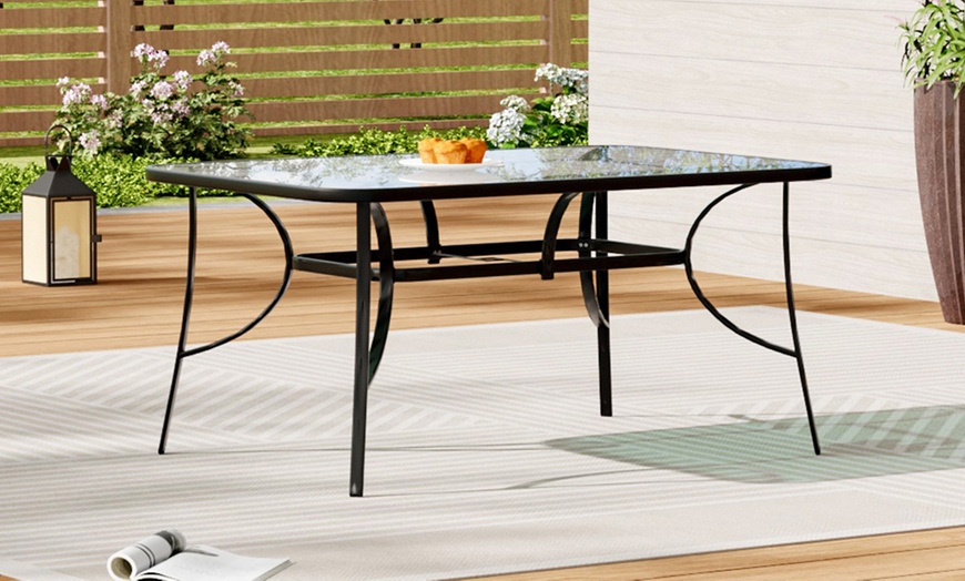 Image 1: Outdoor Rippled Tempered Glass Coffee Table with 4 Styles