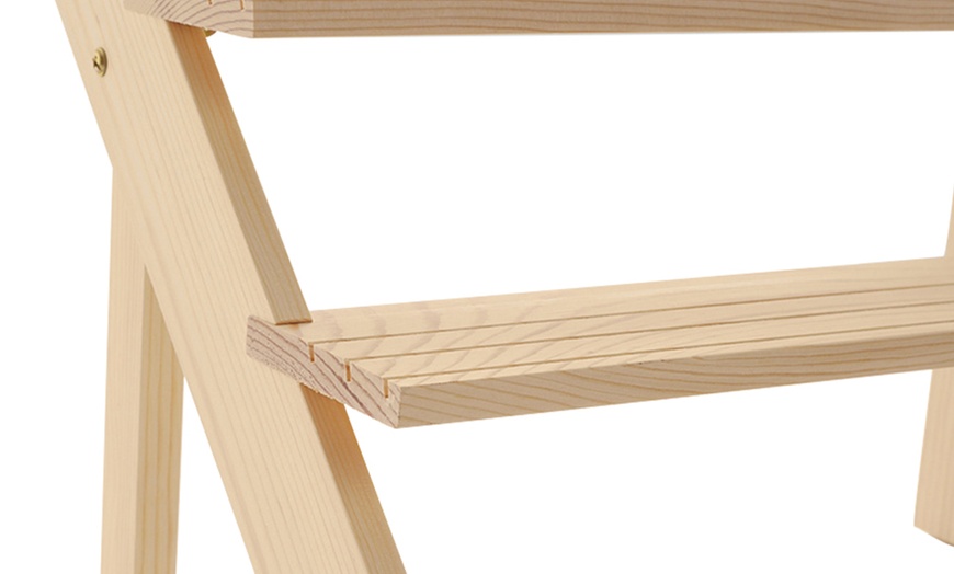 Image 6: Four Tier Natural Pine Wood Desktop Display Stand