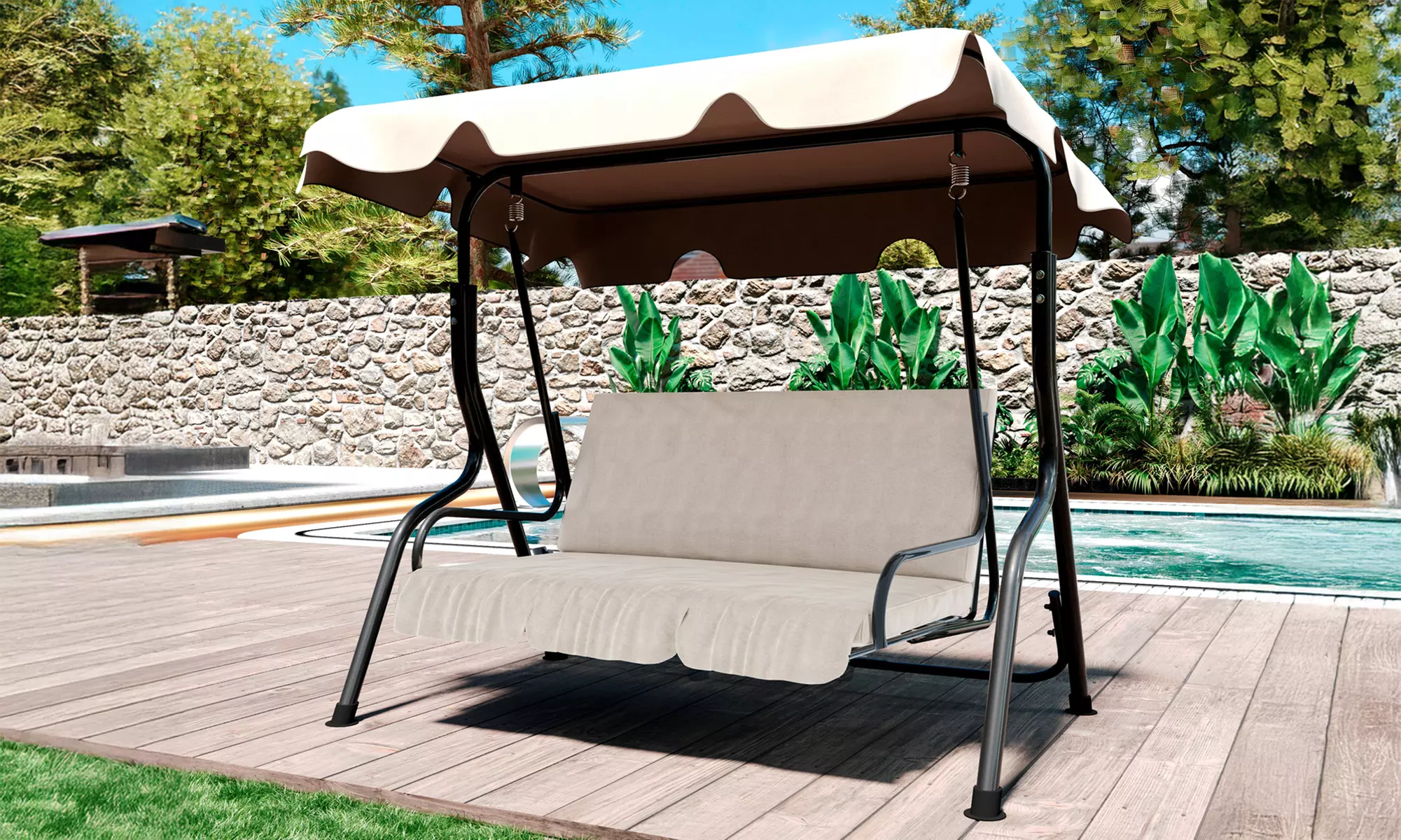 Dondolo 3 posti con tettuccio parasole