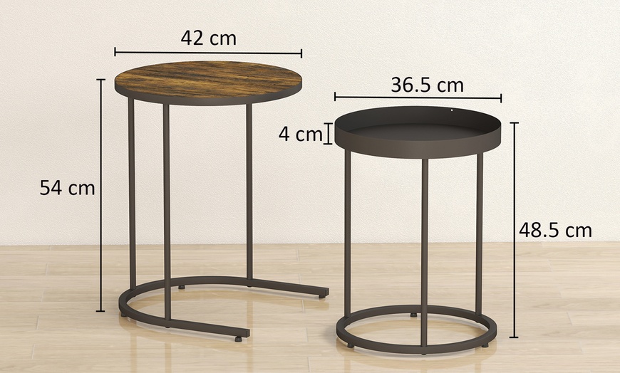 Image 14: HomCom Nesting Side Tables, Space-Saving Design
