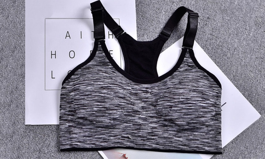 Image 9: One or Two High Stretch Sports Fitness Bras