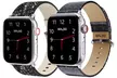 Waloo 2-Pack of Leather Bling and Shiny Brilliance Apple Watch Bands - Second Medium
