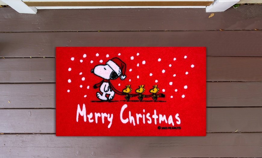 Image 1: 1x oder 2x Fußmatte mit weihnachtlichem Snoopy-Motiv