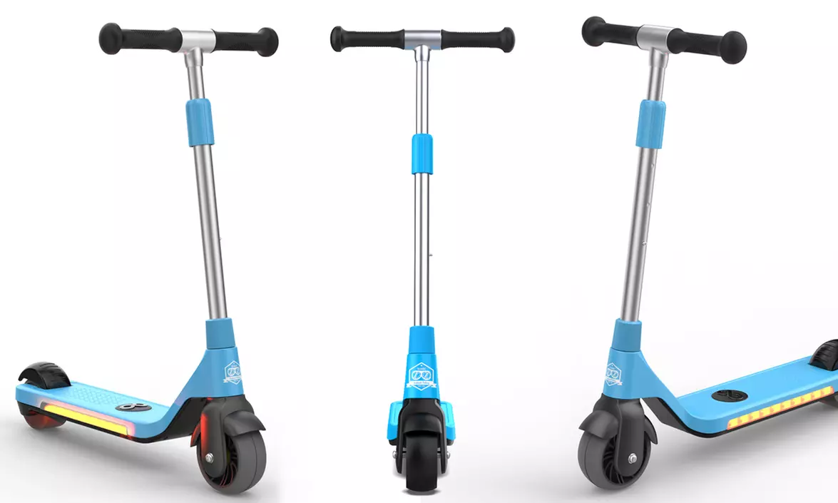 Kinder-Elektroroller mit LED-Beleuchtung und verstellbarer Höhe in Rosa oder Blau - Second Medium