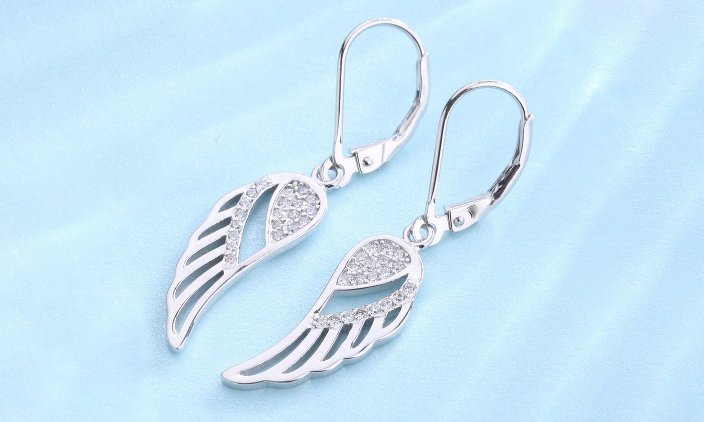 Sterling Silver Leverback Angel Earring with crystals from Swarovski