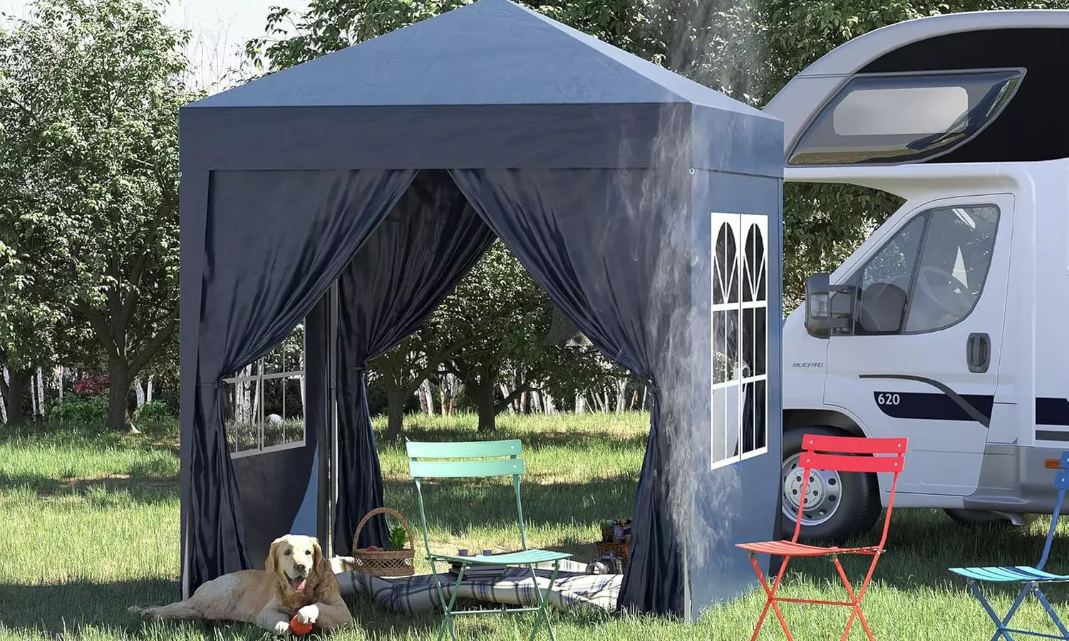 Outsunny Pop-Up Gazebo 2m x 2m with Side Panels in Blue, Black or Green - Primary Image