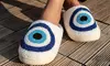 Trendy Evil Eyes Slippers Warm Cozy House Shoes for Women