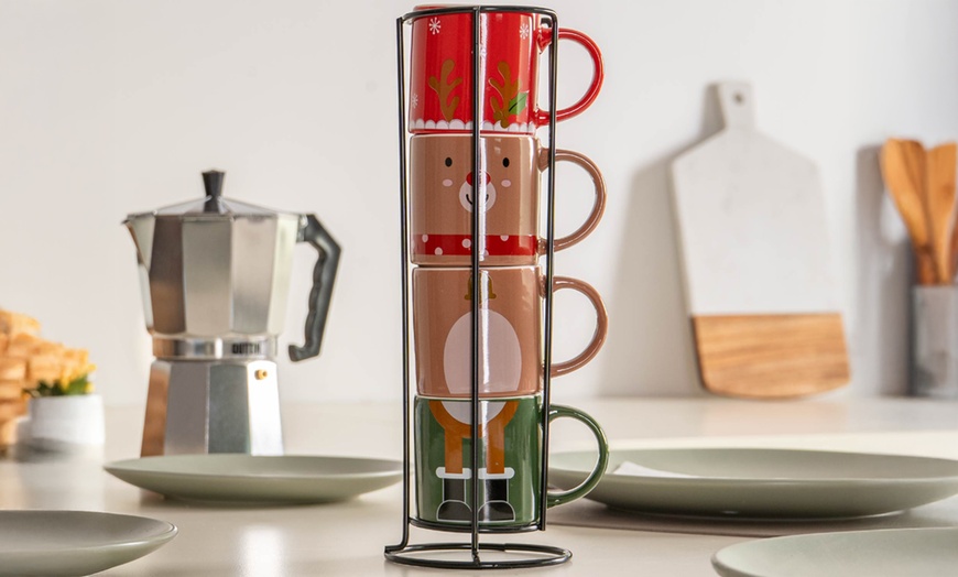 Image 6: Set di 4 tazzine da caffè in stile natalizio