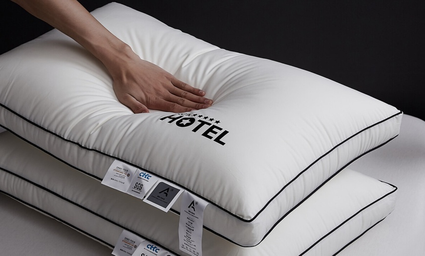 Image 36: 100% Cotton Five Star Hotel Pillow 2 Pack Set