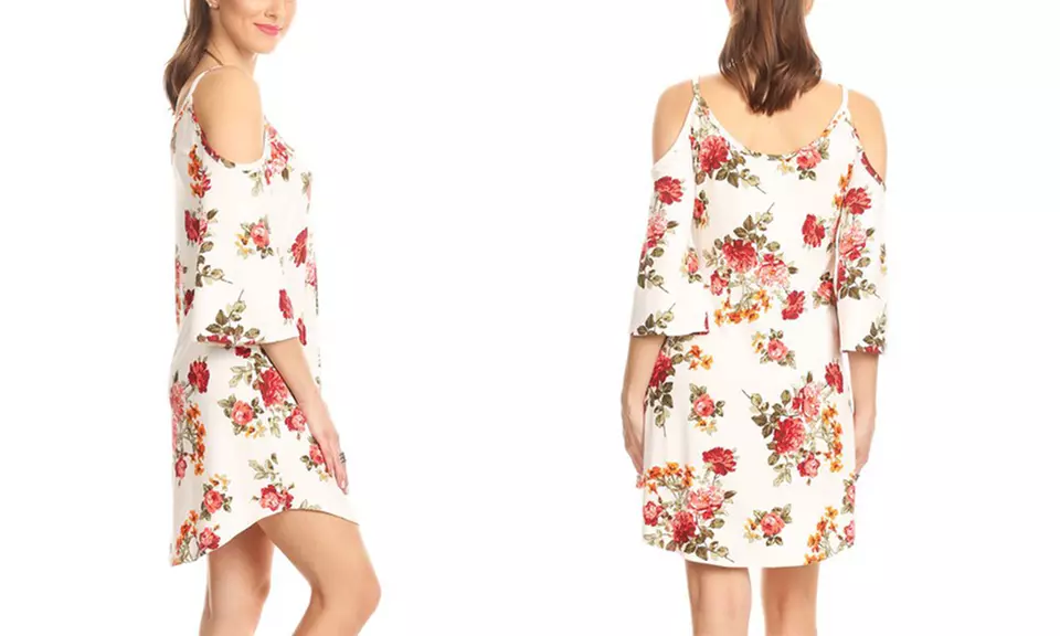 Nelly Women's Printed Open-Shoulder Tunic Dress Plus Sizes Available - Second Medium