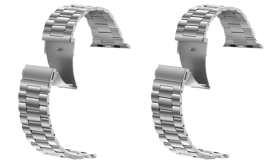 Image 7: 2er-Set Edelstahl-Ersatz-Armbänder für Apple Watch