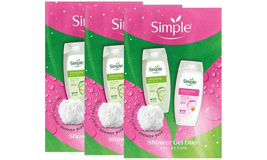 Image 5: Simple Shower Gel Duo Collection with Shower Puff Set
