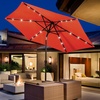 Image 1: 9ft. Patio Umbrella Solar LED Lights Steel Tilt with Crank