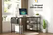 Levede Reversible L-Shaped Corner Desk with Shelving - Medium or Large in Brown - Image 6