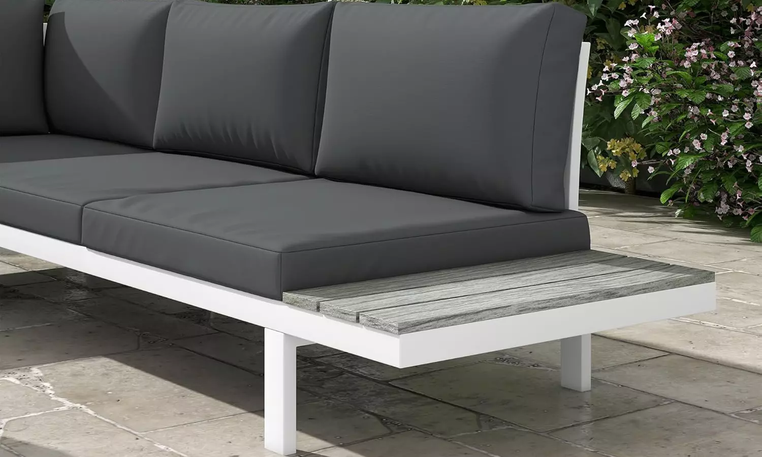 Four-Seater Outsunny Garden Set with Recline Corner Sofa and Table