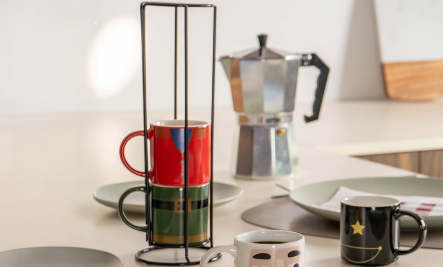 Image 3: Set di 4 tazzine da caffè in stile natalizio