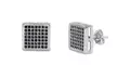 Men's Sterling Silver Square or Button Cut Pave Studs - Second Medium